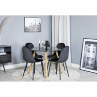 Matgrupp, matbord Polar 180x90cm, vit/svart + 6 st matstol Muce, blå sammet/svart