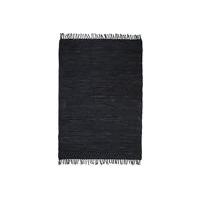 Handvävd matta Chindi läder 190x280 cm svart, Handvävda mattor