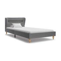 Säng med LED och madrass ljusgrå tyg 90x200 cm, Enkelsängar