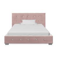 Säng med memoryskummadrass rosa sammet 90x200 cm, Enkelsängar