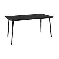 Trädgårdsbord svart 190x90x74 cm stål och glas, Matbord ute