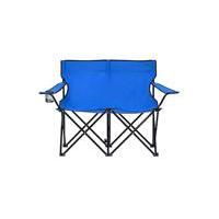 2-sits hopfällbar campingstol stål och tyg blå, Balkongstolar