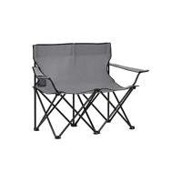 2-sits hopfällbar campingstol stål och tyg grå, Balkongstolar