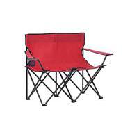 2-sits hopfällbar campingstol stål och tyg röd, Balkongstolar