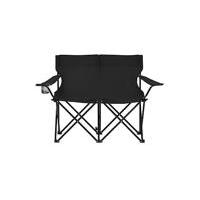 2-sits hopfällbar campingstol stål och tyg svart, Balkongstolar