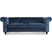 Chesterfield Royal 3-sits soffa - Mörkblå sammet