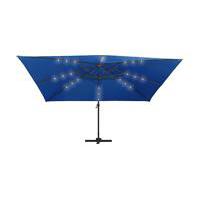 Frihängande parasoll med aluminiumstång & LED 400x300cm azur, Parasoll