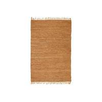 Handvävd matta Chindi läder 80x160 cm ljusbrun, Små mattor
