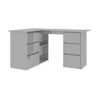 Hörnskrivbord grå högglans 145x100x76 cm spånskiva, Datorbord