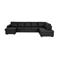 NEW YORK U-soffa XL Divan Vänster Svart Konstläder, Skinnsoffor