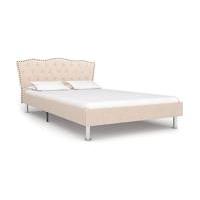 Säng med madrass beige tyg 140x200 cm, Ramsängar