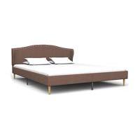 Säng med madrass brun tyg 160x200 cm, Dubbelsängar