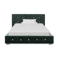 Säng med memoryskummadrass grön sammet 90x200 cm, Enkelsängar