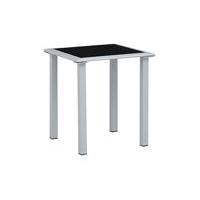 Trädgårdsbord svart och silver 41x41x45 cm stål och glas, Matbord ute